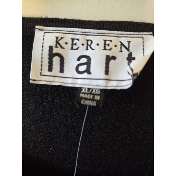 Keren Hart Christmas Holiday Cardigan Black Embellished Womens XL - Picture 2 of 9